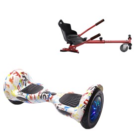 10 inch Hoverboard with Standard Hoverkart, Off-Road Splash PRO, Standard Range and Red Ergonomic Seat, Smart Balance