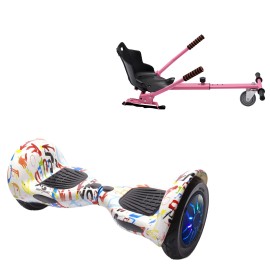 10 inch Hoverboard with Standard Hoverkart, Off-Road Splash PRO, Standard Range and Pink Ergonomic Seat, Smart Balance