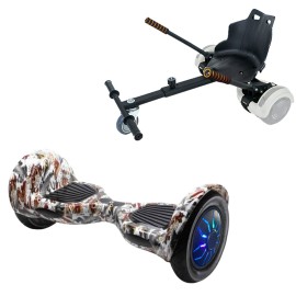 10 inch Hoverboard with Standard Hoverkart, Off-Road Tattoo PRO, Extended Range and Black Ergonomic Seat, Smart Balance