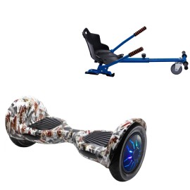 10 inch Hoverboard with Standard Hoverkart, Off-Road Tattoo PRO, Extended Range and Blue Ergonomic Seat, Smart Balance