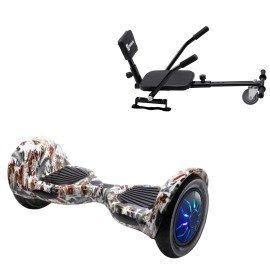 10 inch Hoverboard with Comfort Hoverkart, Off-Road Tattoo PRO, Extended Range and Black Comfort Seat, Smart Balance