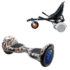 10 inch Hoverboard with Suspensions Hoverkart, Off-Road Tattoo PRO, Extended Range and Black Seat with Double Suspension Set, Smart Balance
