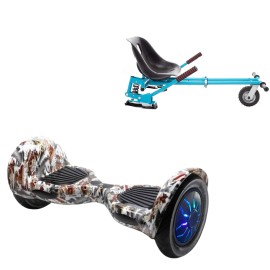 10 inch Hoverboard with Suspensions Hoverkart, Off-Road Tattoo PRO, Extended Range and Blue Seat with Double Suspension Set, Smart Balance