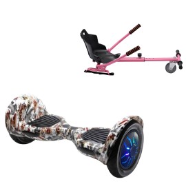 10 inch Hoverboard with Standard Hoverkart, Off-Road Tattoo PRO, Standard Range and Pink Ergonomic Seat, Smart Balance