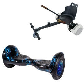 10 inch Hoverboard with Standard Hoverkart, Off-Road Thunderstorm Blue PRO, Extended Range and Black Ergonomic Seat, Smart Balance