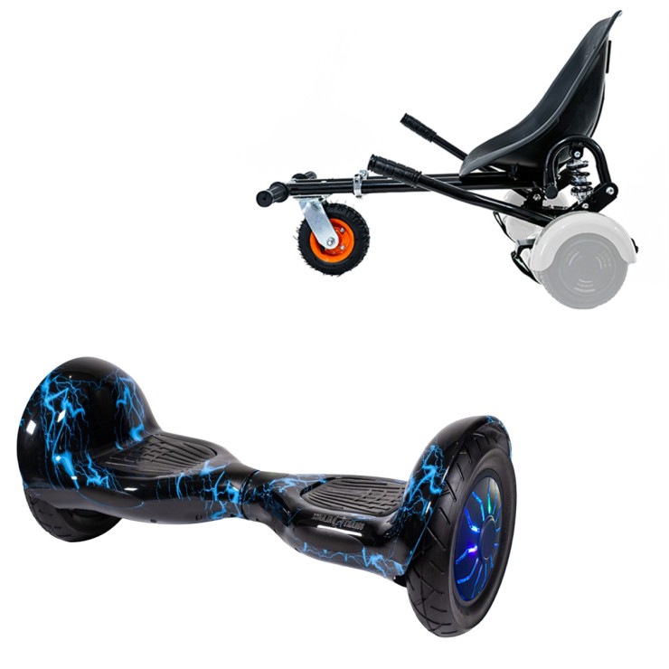 Hoverboard 10 Pouces et Hoverkart avec Amortisseurs, Off-Road Thunderstorm Blue PRO, Standard Autonomie et Hoverkart Noir avec Amortisseurs, Smart Balance