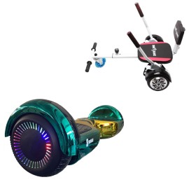 6.5 inch Hoverboard with Comfort Hoverkart, Regular California PRO, Extended Range and White Comfort Seat, Smart Balance