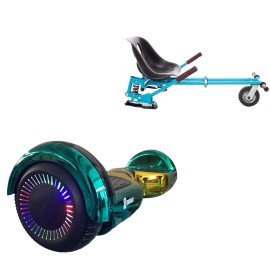 6.5 inch Hoverboard with Suspensions Hoverkart, Regular California PRO, Extended Range and Blue Seat with Double Suspension Set, Smart Balance