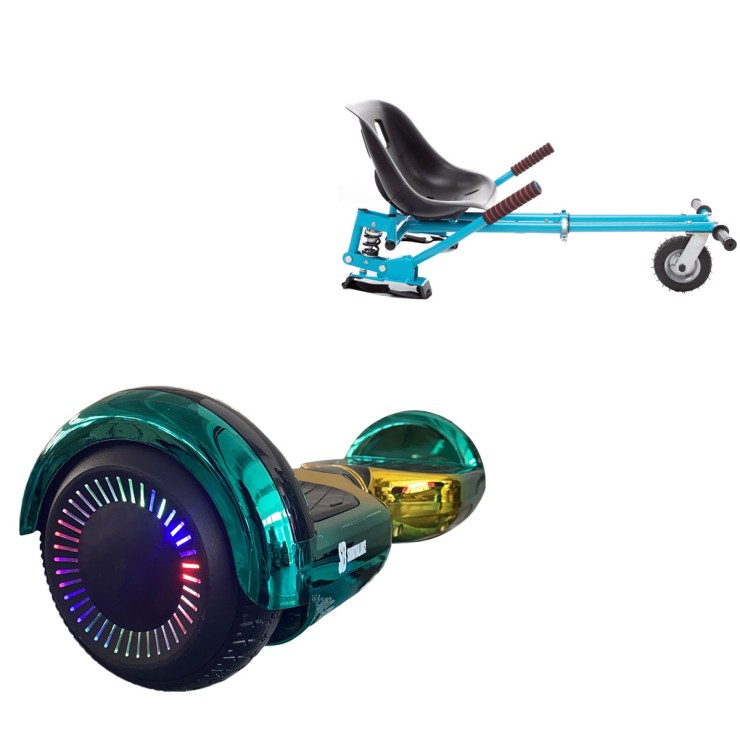 Pakke Hoverboard Go Kart med Støddæmpere, 6.5 tommer, Regular California PRO, Lang Rækkevidde, og Blå Hoverkart med Støddæmpere, Smart Balance Segboard