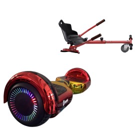 6.5 inch Hoverboard with Standard Hoverkart, Regular Sunset PRO, Extended Range and Red Ergonomic Seat, Smart Balance