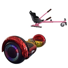 6.5 inch Hoverboard with Standard Hoverkart, Regular Sunset PRO, Extended Range and Pink Ergonomic Seat, Smart Balance