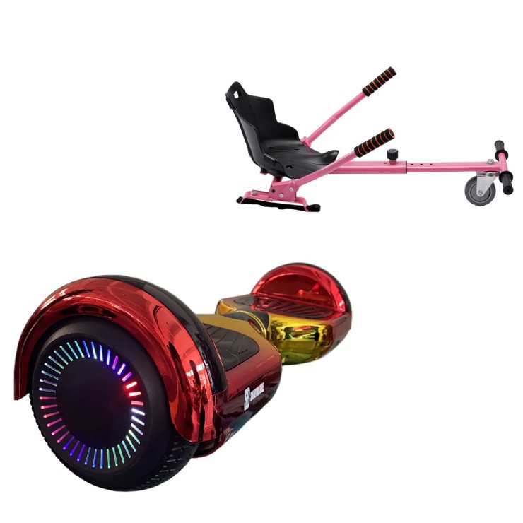 Pakke Hoverboard Standard Go Kart, 6.5 tommer, Regular Sunset PRO, Lang Rækkevidde, og Lyserød Hoverkart, Smart Balance Segboard