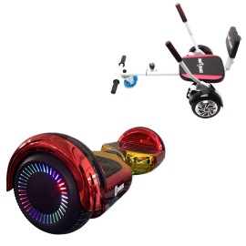 6.5 inch Hoverboard with Comfort Hoverkart, Regular Sunset PRO, Extended Range and White Comfort Seat, Smart Balance