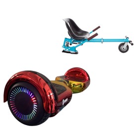 6.5 inch Hoverboard with Suspensions Hoverkart, Regular Sunset PRO, Extended Range and Blue Seat with Double Suspension Set, Smart Balance