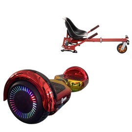 6.5 inch Hoverboard with Suspensions Hoverkart, Regular Sunset PRO, Extended Range and Red Seat with Double Suspension Set, Smart Balance