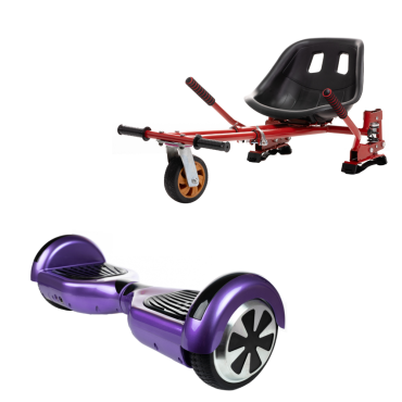 Paquet Go-Kart Hoverboard, Smart Balance Regular Purple, 6.5 Pouces, Deux Moteurs 36V, 700Watts, Bluetooth, Lumieres LED , Hover