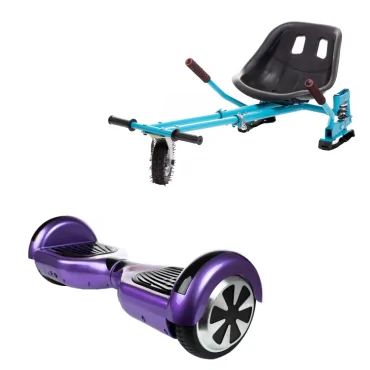 6.5 inch Hoverboard with Hoverkart, Suspension PRO Seat, Blue, 15 km/h, UL2272 Certified, Bluetooth, Led Lighting, 700W Power, 4Ah Battery, Smart Balance, Regular Purple