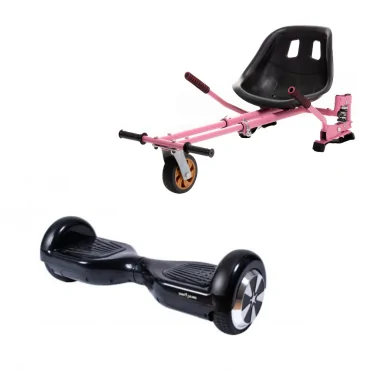 6.5 inch Hoverboard with Hoverkart, Suspension PRO Seat, Pink, 15 km/h, UL2272 Certified, Bluetooth, Led Lighting, 700W Power, 4Ah Battery, Smart Balance, Regular Black