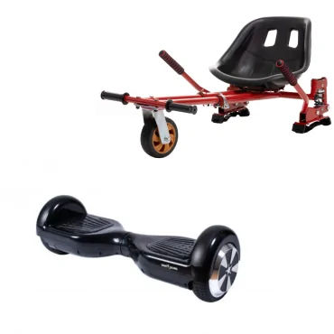 Hoverboard Go-Kart Pack, Smart Balance Regular Black, 6.5 Tommer, dubbele motoren 36V, 700 Wat, Bluetooth-luidsprekers, LED-ver