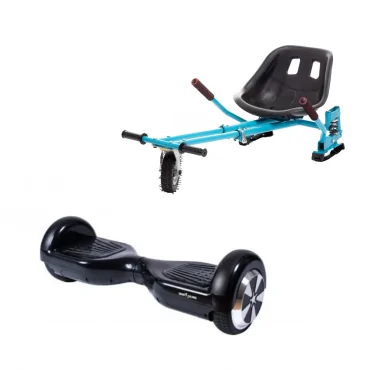 Hoverboard Go-Kart Pack, Smart Balance Regular Black, 6.5 Tommer, dubbele motoren 36V, 700 Wat, Bluetooth-luidsprekers, LED-ver