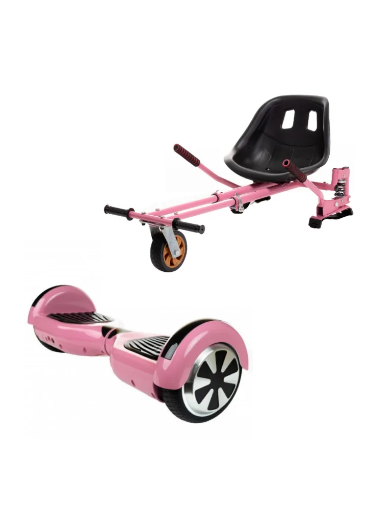 6.5 inch Hoverboard with Hoverkart, Suspension PRO Seat, Pink, 15 km/h,  UL2272 Certified, Bluetooth, Led Lighting, 700W Power, 4Ah Battery, Smart  Balance, Regular Pink