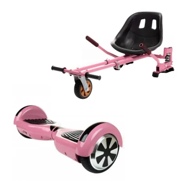 6.5 inch Hoverboard with Hoverkart, Suspension PRO Seat, Pink, 15 km/h, UL2272 Certified, Bluetooth, Led Lighting, 700W Power, 4Ah Battery, Smart Balance, Regular Pink