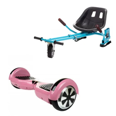 6.5 inch Hoverboard with Hoverkart, Suspension PRO Seat, Blue, 15 km/h, UL2272 Certified, Bluetooth, Led Lighting, 700W Power, 4Ah Battery, Smart Balance, Regular Pink