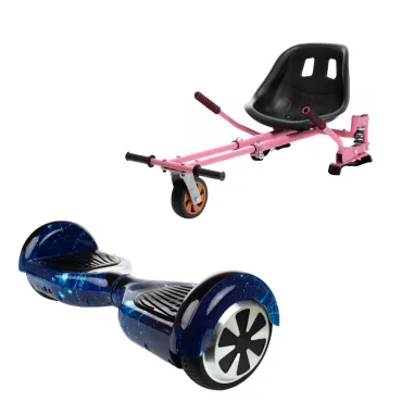 Hoverboard Go-Kart Pack, Smart Balance Regular Galaxy Blue, 6.5 INCH, Dual Motors 36V, 700Wat, Bluetooth Speakers, LED Lights, 