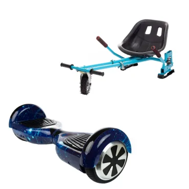 6.5 inch Hoverboard with Hoverkart, Suspension PRO Seat, Blue, 15 km/h, UL2272 Certified, Bluetooth, Led Lighting, 700W Power, 4Ah Battery, Smart Balance, Regular Galaxy Blue