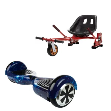 6.5 inch Hoverboard with Hoverkart, Suspension PRO Seat, Red, 15 km/h, UL2272 Certified, Bluetooth, Led Lighting, 700W Power, 4Ah Battery, Smart Balance, Regular Galaxy Blue
