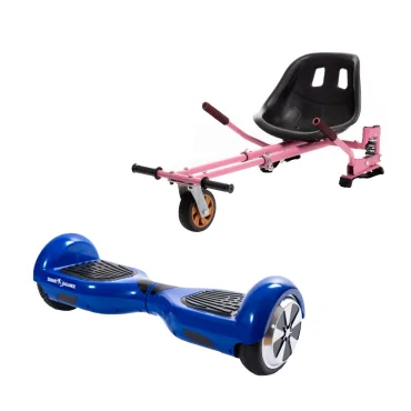 6.5 inch Hoverboard with Hoverkart, Suspension PRO Seat, Pink, 15 km/h, UL2272 Certified, Bluetooth, Led Lighting, 700W Power, 4Ah Battery, Smart Balance, Regular Blue PowerBoard