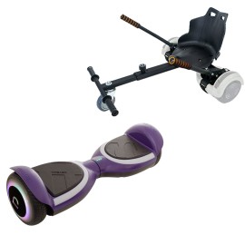 Pakke Hoverboard med Ergonomisk Hoverkart, 6.5 tommer, Jetson Prism Purple PLUS, Standard Rækkevidde og Sort Ergonomisk Hoverkart, Smart Balance Segboard