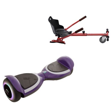 6.5 inch Hoverboard with Standard Hoverkart, Jetson Prism Purple PLUS, Standard Range, and Red Ergonomic Seat, Smart Balance