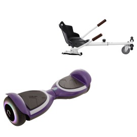 6.5 inch Hoverboard with Standard Hoverkart, Jetson Prism Purple PLUS, Standard Range, and White Ergonomic Seat, Smart Balance