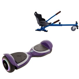 Pakke Hoverboard med Ergonomisk Hoverkart, 6.5 tommer, Jetson Prism Purple PLUS, Standard Rækkevidde og Blå Ergonomisk Hoverkart, Smart Balance Segboard