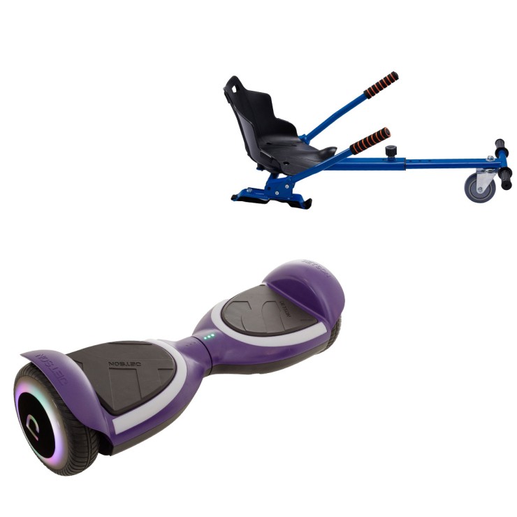 Pakke Hoverboard med Ergonomisk Hoverkart, 6.5 tommer, Jetson Prism Purple PLUS, Standard Rækkevidde og Blå Ergonomisk Hoverkart, Smart Balance Segboard