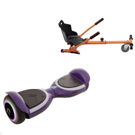 Pakke Hoverboard med Ergonomisk Hoverkart, 6.5 tommer, Jetson Prism Purple PLUS, Standard Rækkevidde og Orange Ergonomisk Hoverkart, Smart Balance Segboard