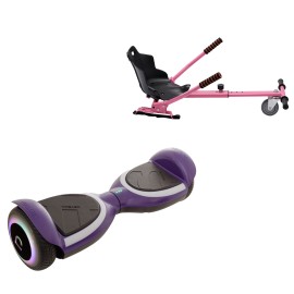 Pakke Hoverboard med Ergonomisk Hoverkart, 6.5 tommer, Jetson Prism Purple PLUS, Standard Rækkevidde og Lyserød Ergonomisk Hoverkart, Smart Balance Segboard