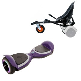 6.5 inch Hoverboard with Suspensions Hoverkart, Jetson Prism Purple PLUS, Standard Range, and Black Seat with Double Suspension Set, Smart Balance