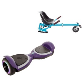 Pakke Hoverboard med Hoverkart med Støddæmpere, 6.5 tommer, Jetson Prism Purple PLUS, Standard Rækkevidde og Blå Hoverkart med Dobbelt Støddæmper, Smart Balance Segboard