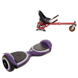6.5 inch Hoverboard with Suspensions Hoverkart, Jetson Prism Purple PLUS, Standard Range, and Red Seat with Double Suspension Set, Smart Balance