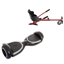 6.5 inch Hoverboard with Standard Hoverkart, Jetson Prism Black PLUS, Standard Range, and Red Ergonomic Seat, Smart Balance