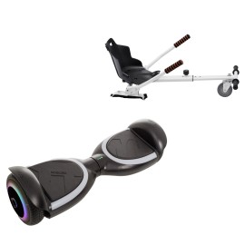 6.5 inch Hoverboard with Standard Hoverkart, Jetson Prism Black PLUS, Standard Range, and White Ergonomic Seat, Smart Balance