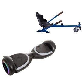 6.5 inch Hoverboard with Standard Hoverkart, Jetson Prism Black PLUS, Standard Range, and Blue Ergonomic Seat, Smart Balance