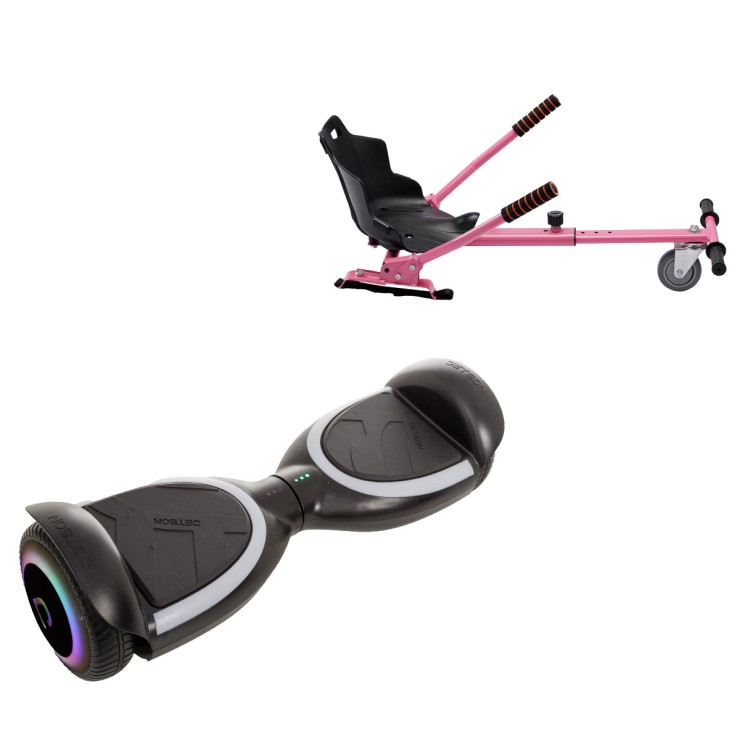 6.5 inch Hoverboard with Standard Hoverkart, Jetson Prism Black PLUS, Standard Range, and Pink Ergonomic Seat, Smart Balance