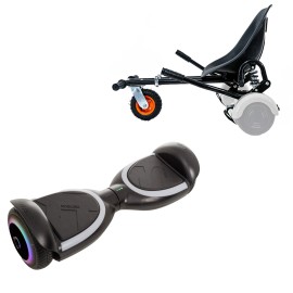 6.5 inch Hoverboard with Suspensions Hoverkart, Jetson Prism Black PLUS, Standard Range, and Black Seat with Double Suspension Set, Smart Balance