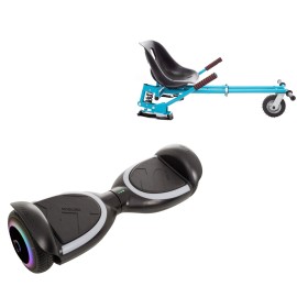 6.5 inch Hoverboard with Suspensions Hoverkart, Jetson Prism Black PLUS, Standard Range, and Blue Seat with Double Suspension Set, Smart Balance
