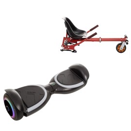 6.5 inch Hoverboard with Suspensions Hoverkart, Jetson Prism Black PLUS, Standard Range, and Red Seat with Double Suspension Set, Smart Balance
