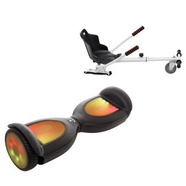 6.5 inch Hoverboard with Standard Hoverkart, Jetson Prism Black PRO, Standard Range, and White Ergonomic Seat, Smart Balance