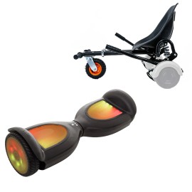 6.5 inch Hoverboard with Suspensions Hoverkart, Jetson Prism Black PRO, Standard Range, and Black Seat with Double Suspension Set, Smart Balance